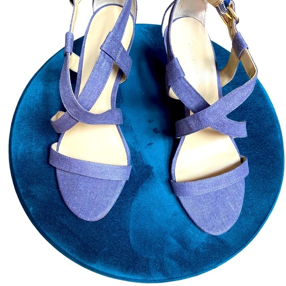 Ann Taylor Slate Blue Linen Wedges - Picture 1 of 7